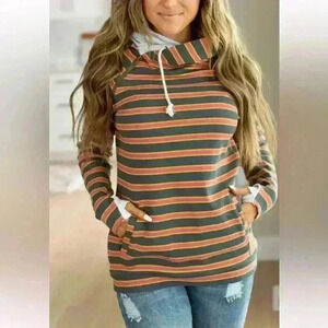 Ampersand Ave Double hood Cowl Neck Long Sleeve Sweatshirt